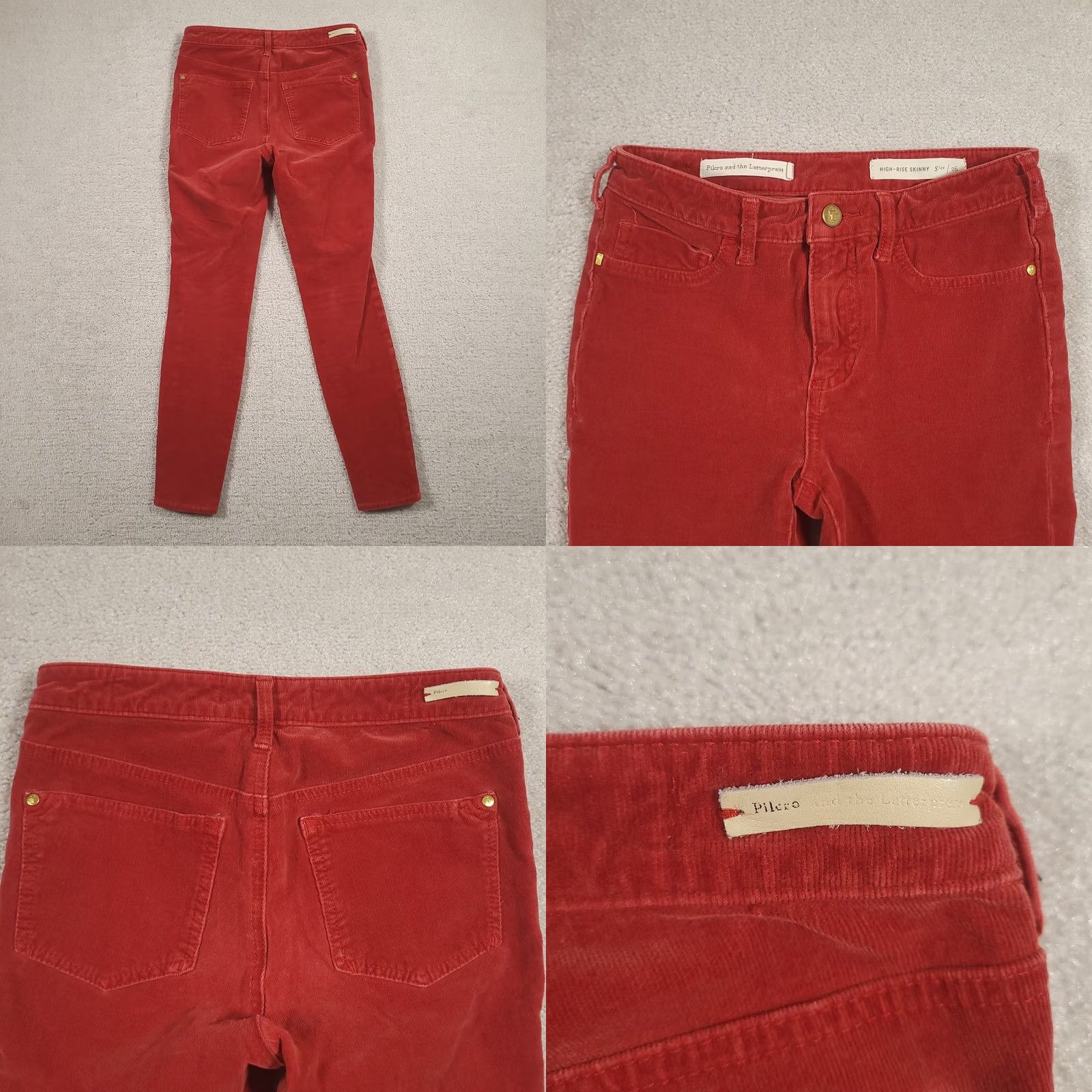 Vintage Pilcro And The Letterpress High Rise Skinny Corduroy Pants Womens 26 Red Size 26" / US 2 / IT 38 - 8 Thumbnail