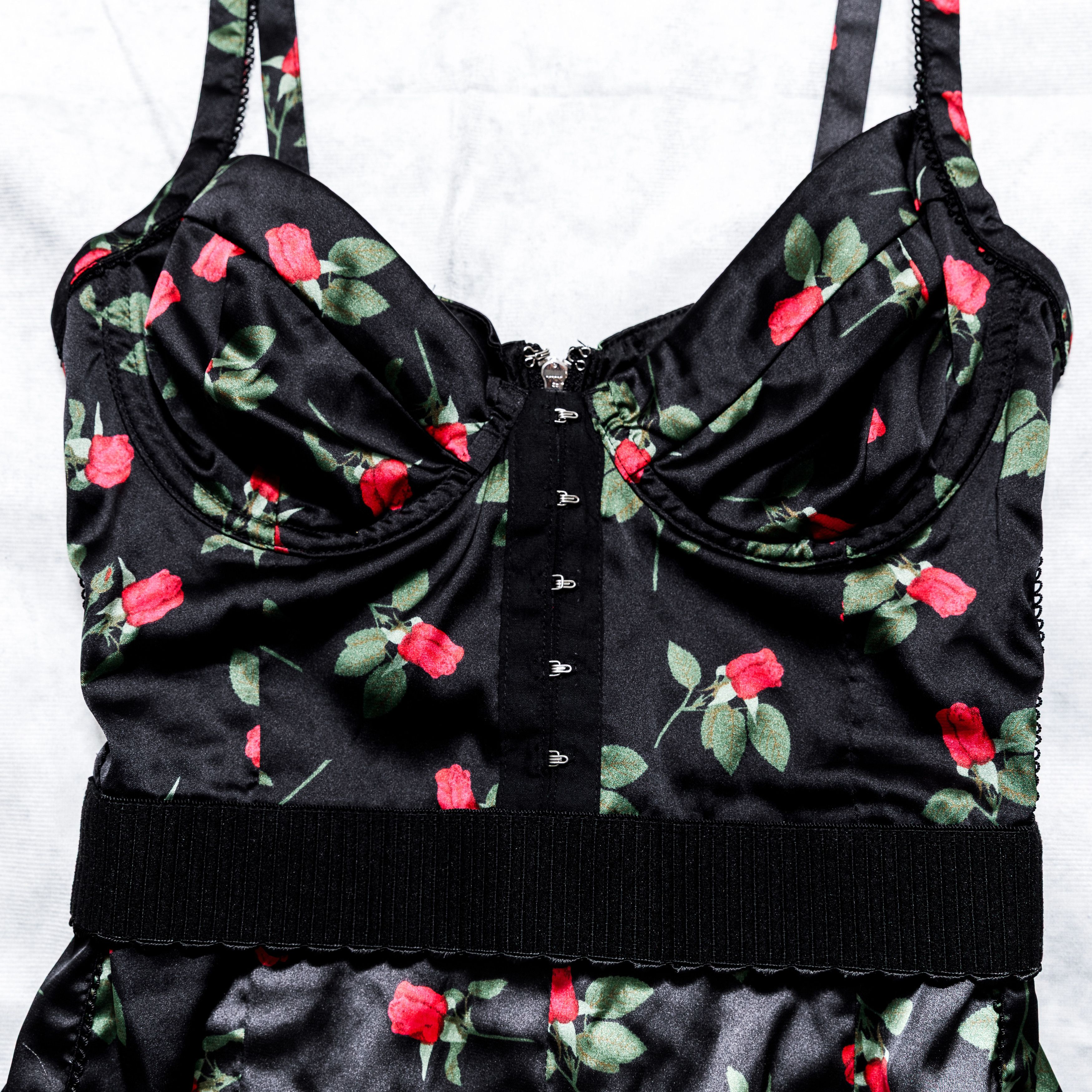 For Love & Lemons For Love And Lemons Mini Dress Black Red Roses XXS Corset Size S / US 4 / IT 40 - 2 Thumbnail