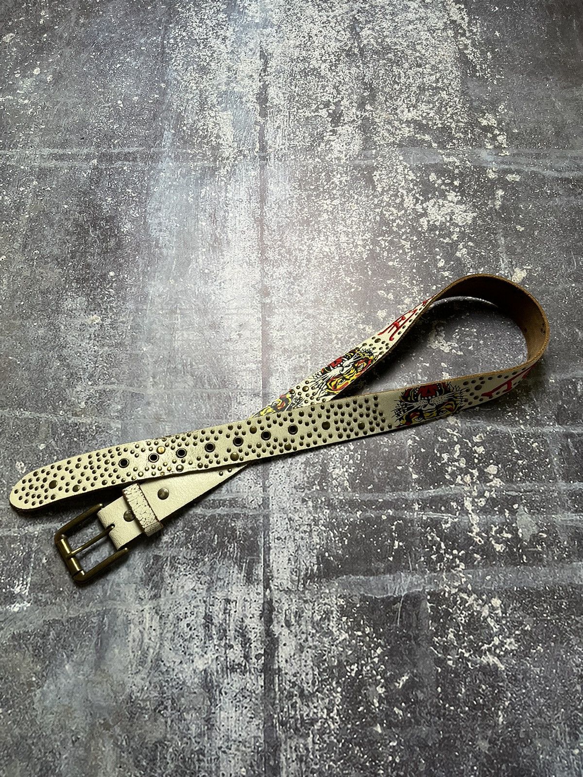 Christian Audigier × Ed Hardy × Vintage ☠️🌵Ed Hardy Bet 00s Vintage Tiger Tattoo Style Belt Size ONE SIZE - 1 Thumbnail