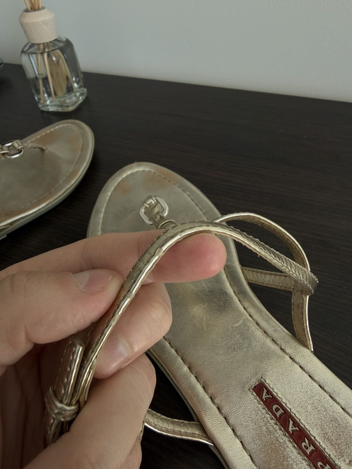 Prada Prada gold Metallic Leather Thong Sandals Size 38 Size US 8 / IT 38 - 20 Thumbnail