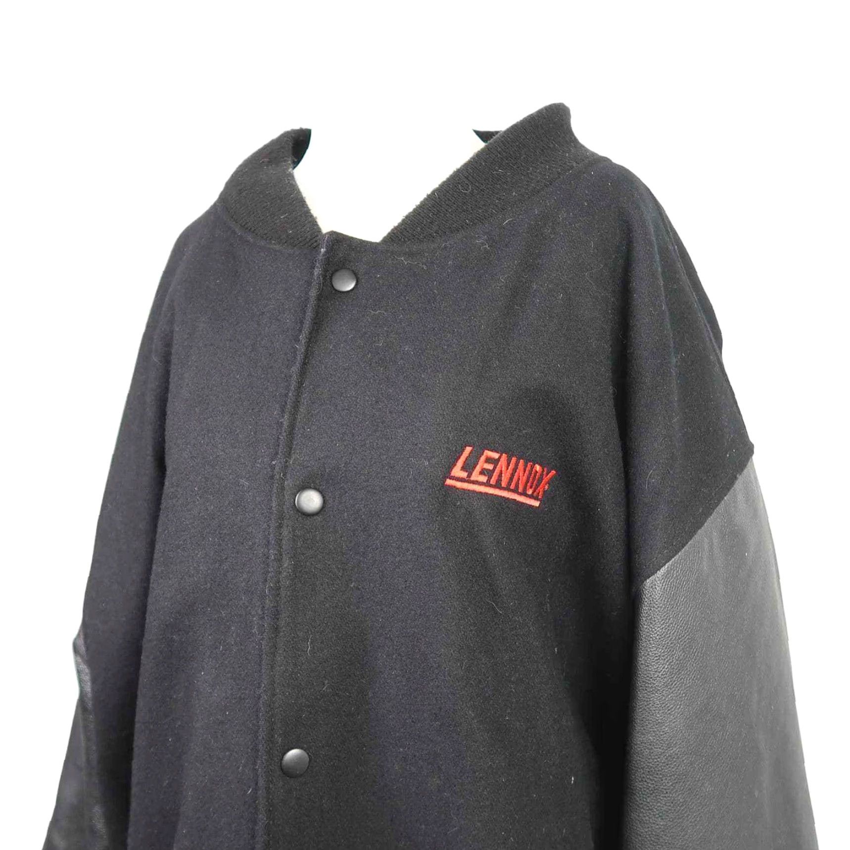 Dunbrooke VINTAGE Dunbrooke Bomber Jacket Lennox Black Wool and Leather Men XL 90s Snap Jacket Size US XL / EU 56 / 4 - 2 Thumbnail