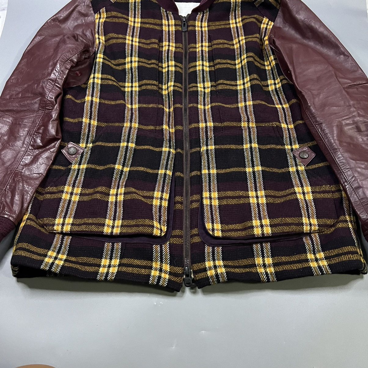 White Mountaineering White Mountaineering Leather Plaid Wool Jacket Size US M / EU 48-50 / 2 - 4 Thumbnail
