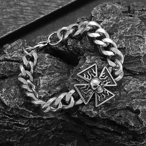 S/STERE Motorcycle Gothic Cross Skull Bracelet Size ONE SIZE - 1 Thumbnail
