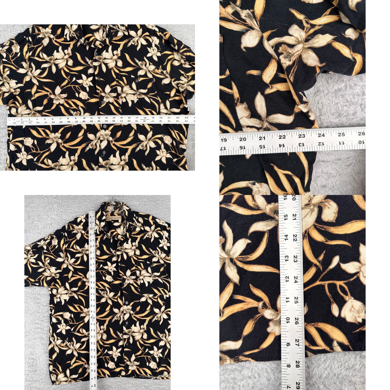 Vintage VINTAGE Munsingwear Shirt Men Large Black Beige Floral Button-Up 100% Rayon Hawaiian Resort Luau Aloha 40 in Chest Mens Size US L / EU 52-54 / 3 - 8 Thumbnail