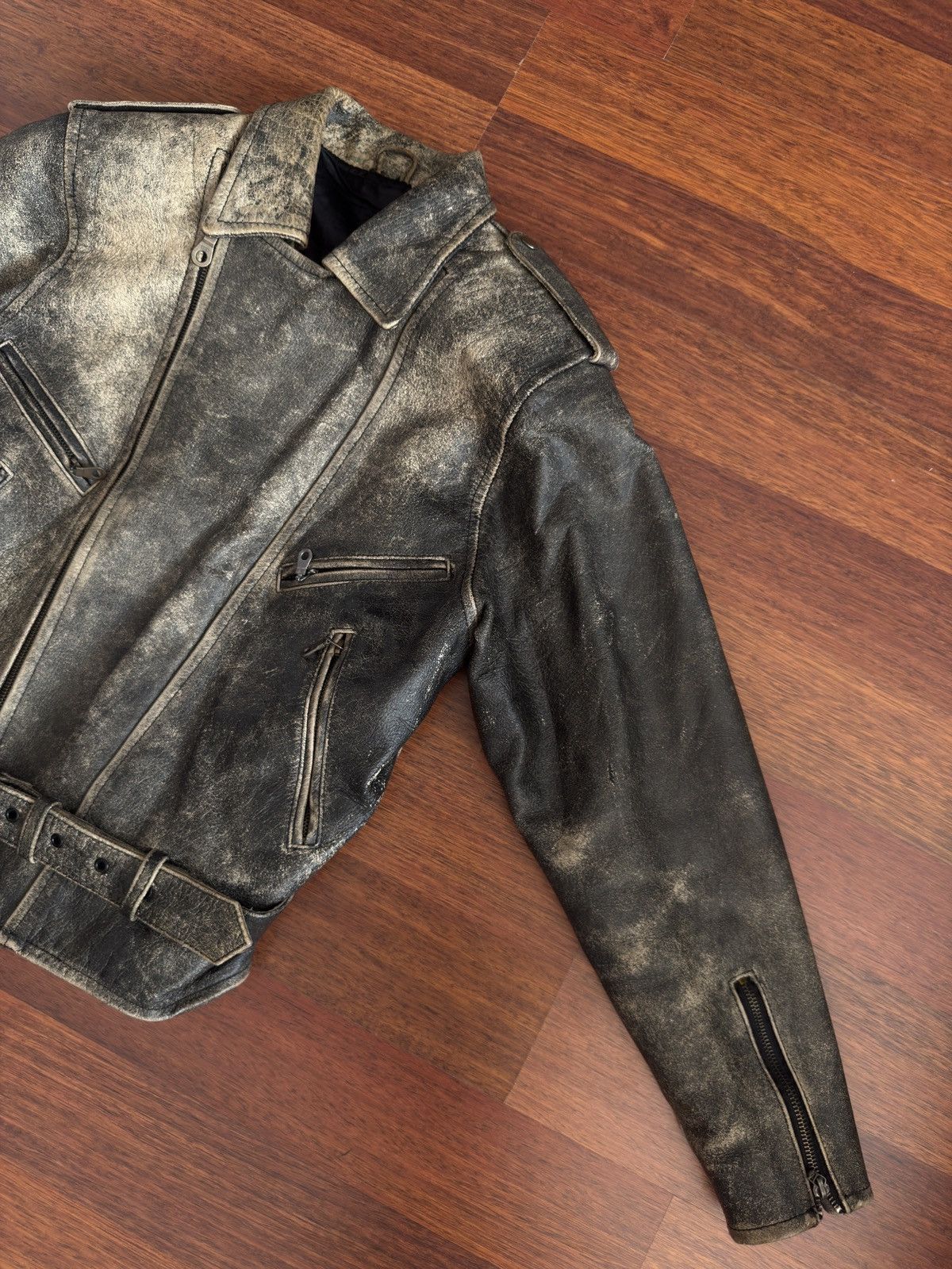 Other Vintage Distressed Heavy Leather Biker Jacket Size US S / EU 44-46 / 1 - 6 Thumbnail