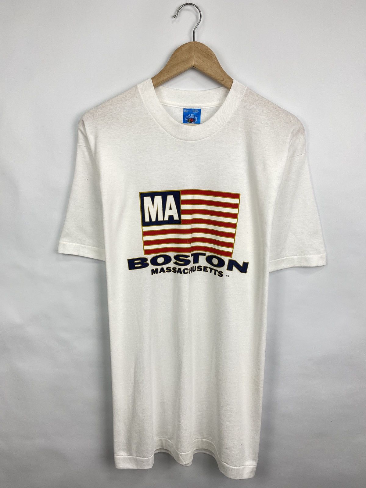 Fruit Of The Loom 🇺🇸 Vintage 80s Boston Massachusetts T-Shirt Single Stitch Y2K Size US L / EU 52-54 / 3 - 3 Thumbnail