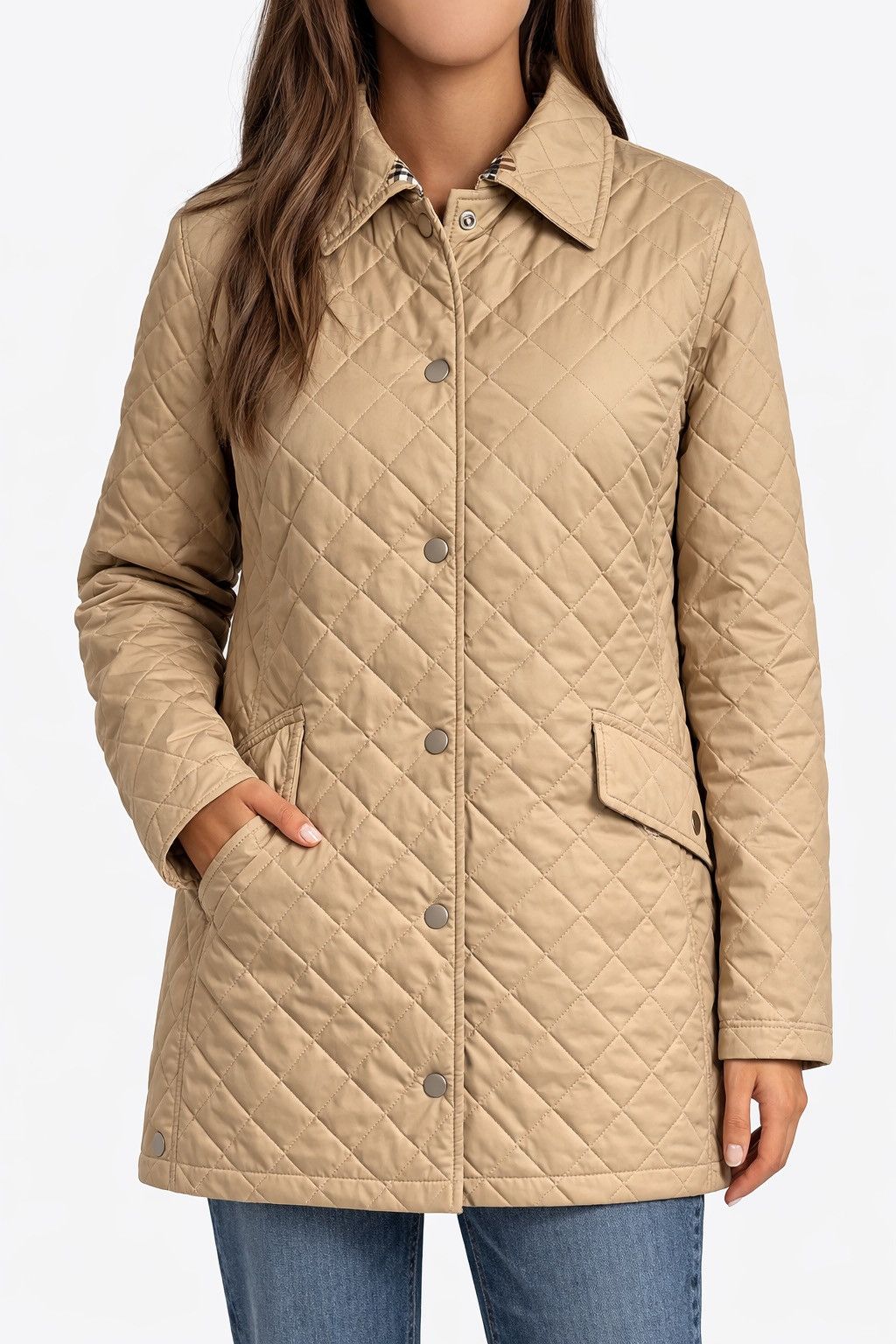Burberry Burberry London Women’s Quilted Jacket Cream Check Luxury Size XS / US 0-2 / IT 36-38 - 1 Thumbnail
