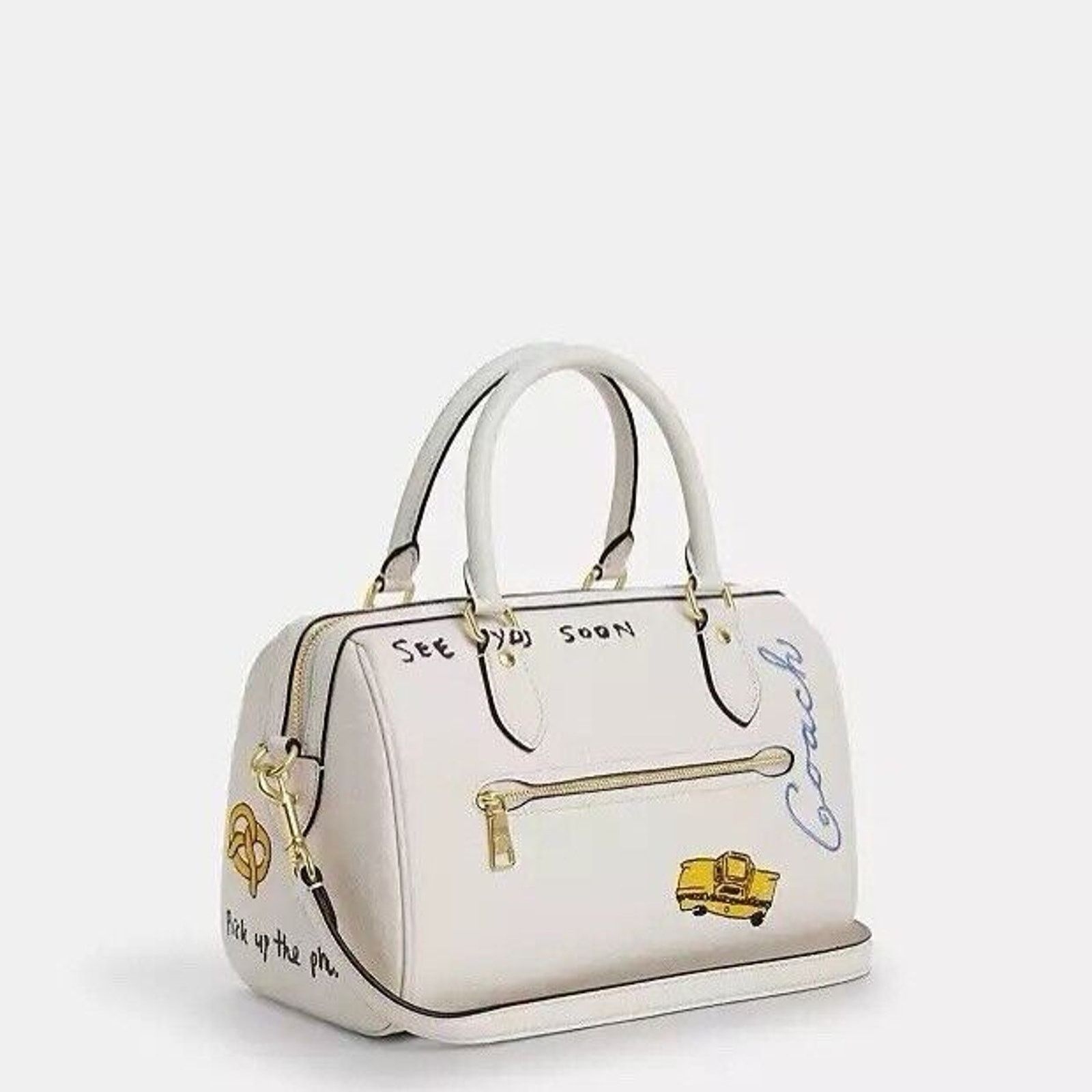 Coach NWT Coach Rowan Satchel Bag Sketch CAK19 Gold/chalk multi Size ONE SIZE - 15 Thumbnail