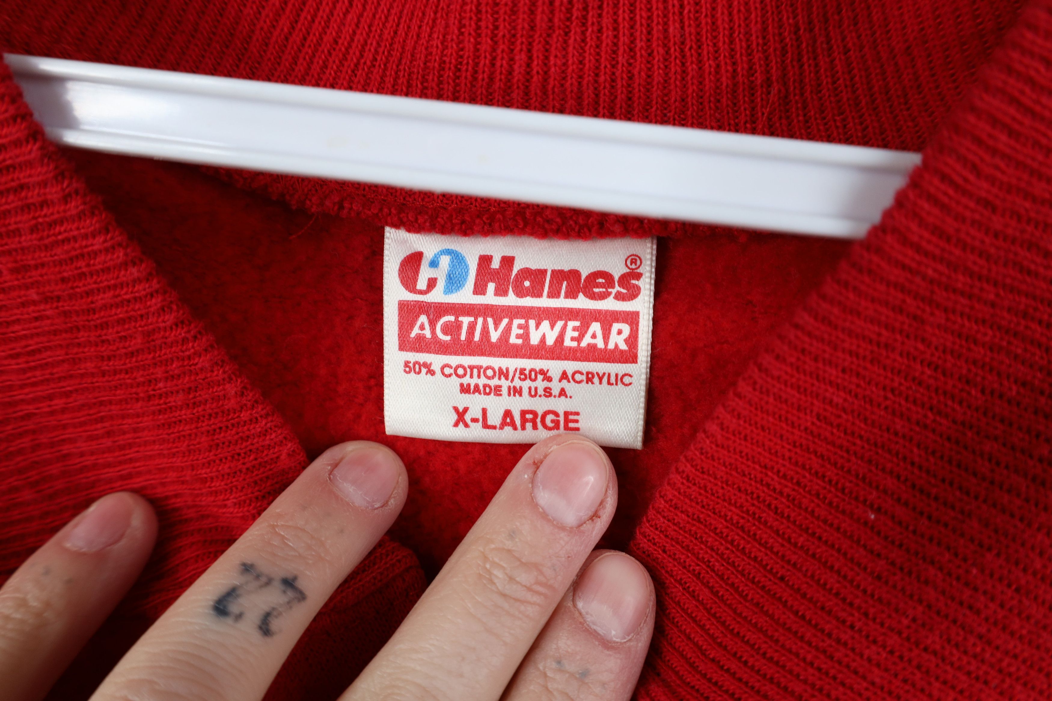 Hanes Vintage 80s 90s Hanes Pullover Henley Sweatshirt Red USA Size US XL / EU 56 / 4 - 5 Thumbnail