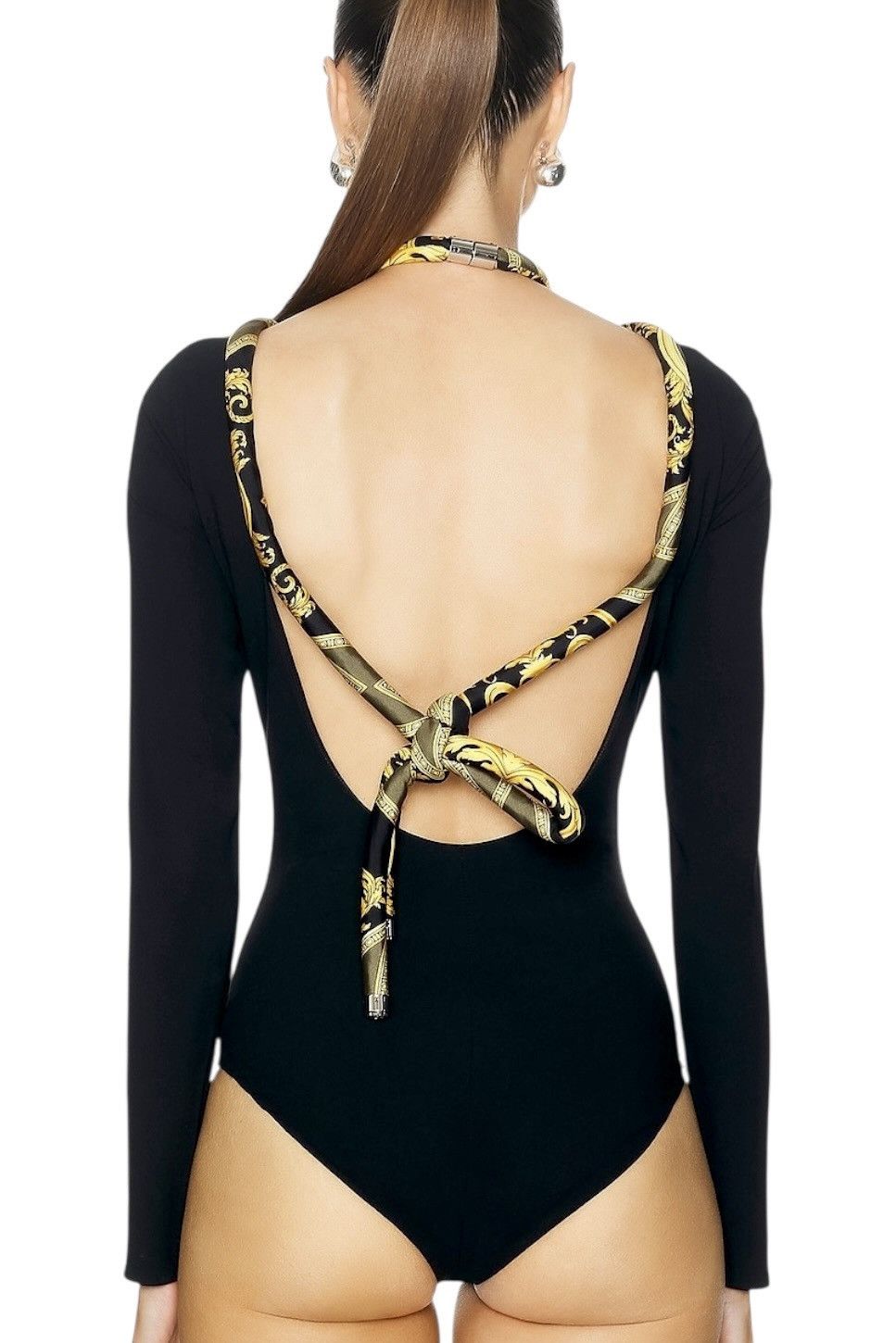 Versace Versace Black Open Back Silk Trim Body Size S / US 4 / IT 40 - 6 Thumbnail