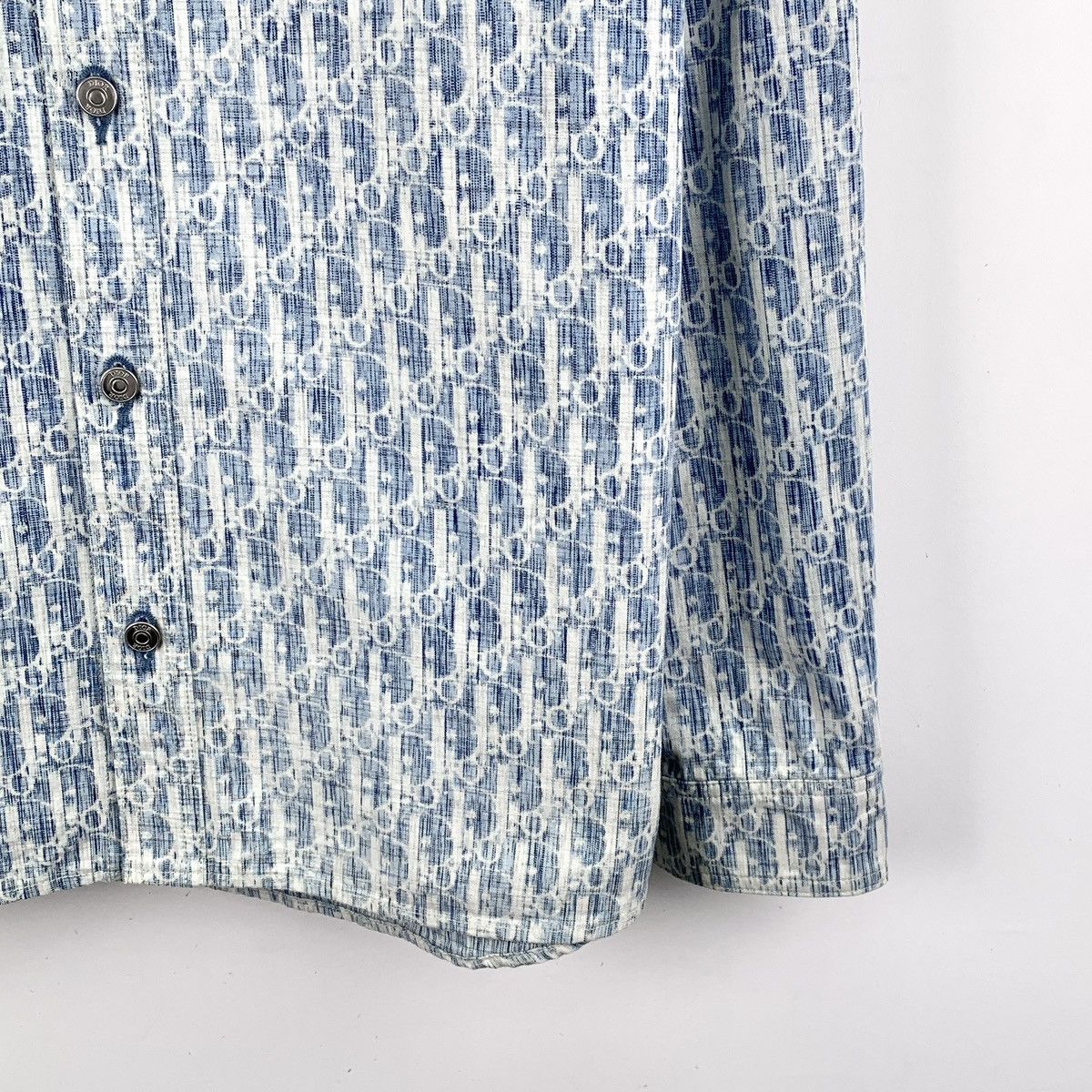Dior Dior Blue All-over Logo Long Sleeve Denim Shirt K26WX Size US XS / EU 42 / 0 - 4 Thumbnail