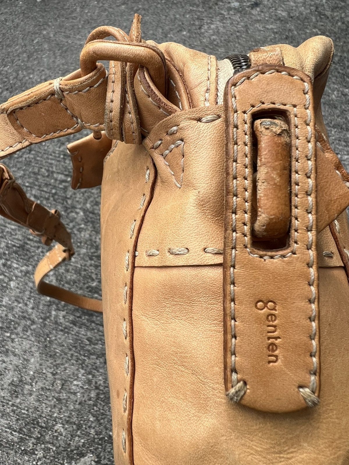 Leather Genten Japan Distressed Patina Leather Sling Bag Size ONE SIZE - 16 Thumbnail
