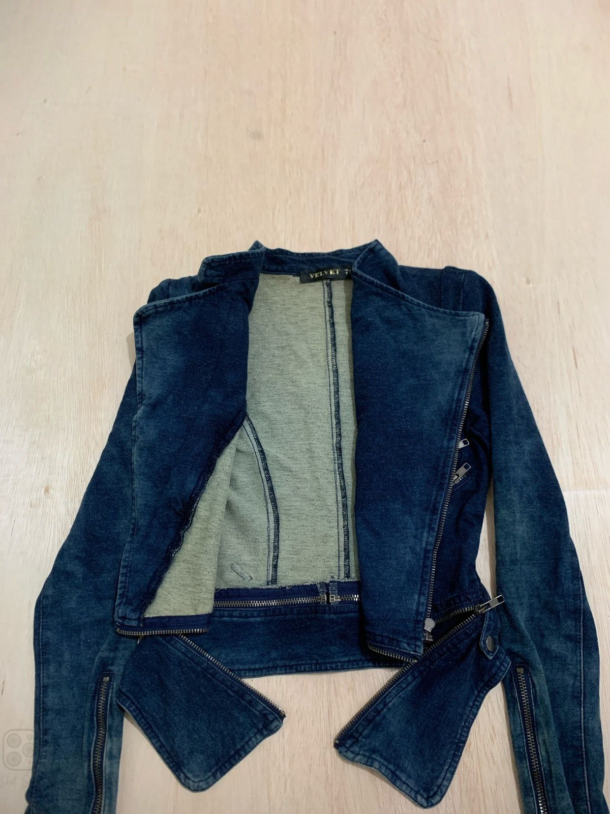 14th Addiction 14th Addiction Velvet Multi Zipper Lgb style Denim Jacket Size S / US 4 / IT 40 - 2 Thumbnail