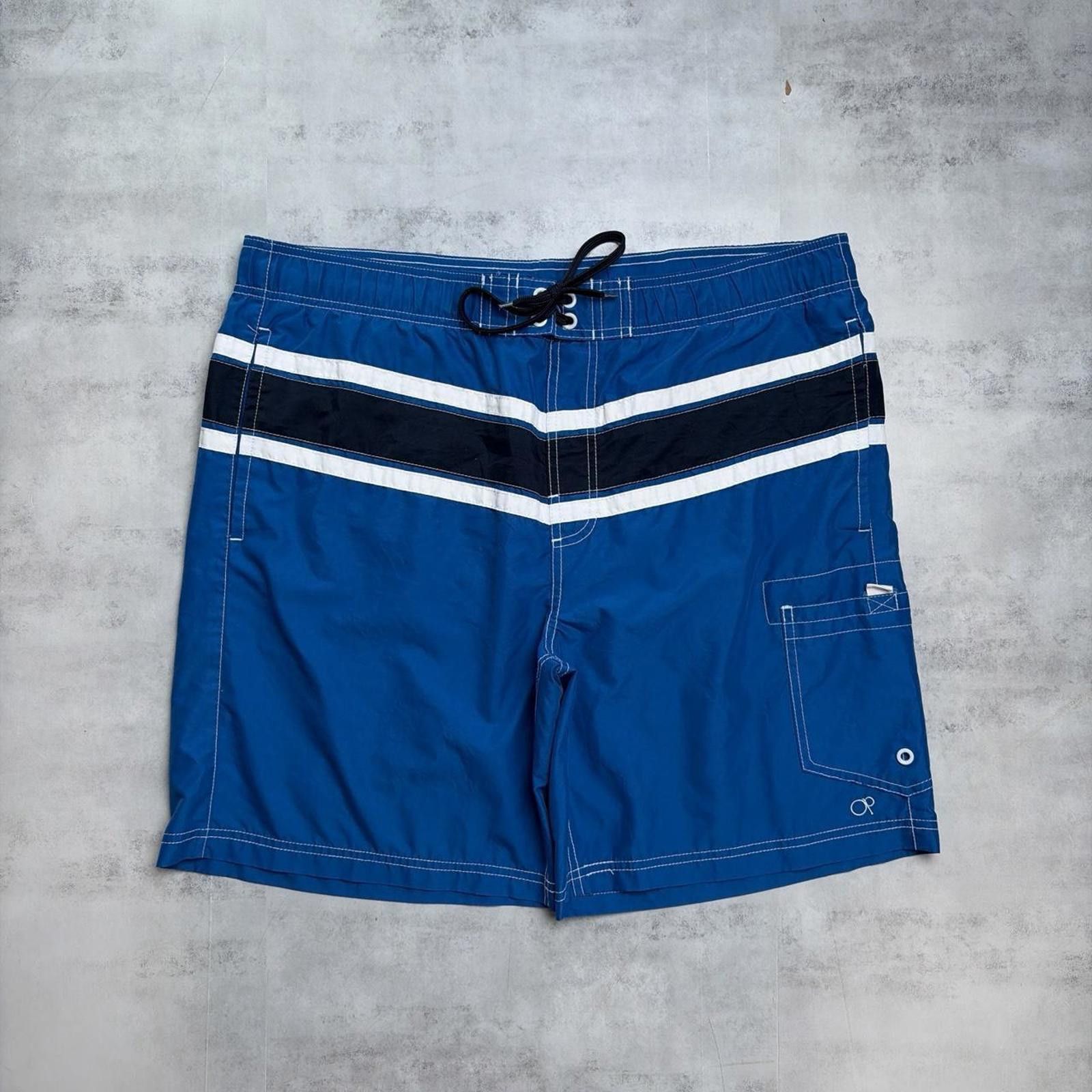 Ocean Pacific Y2K Navy Ocean Pacific Surf Baggy Striped Board Shorts Size US 32 / EU 48 - 1 Thumbnail