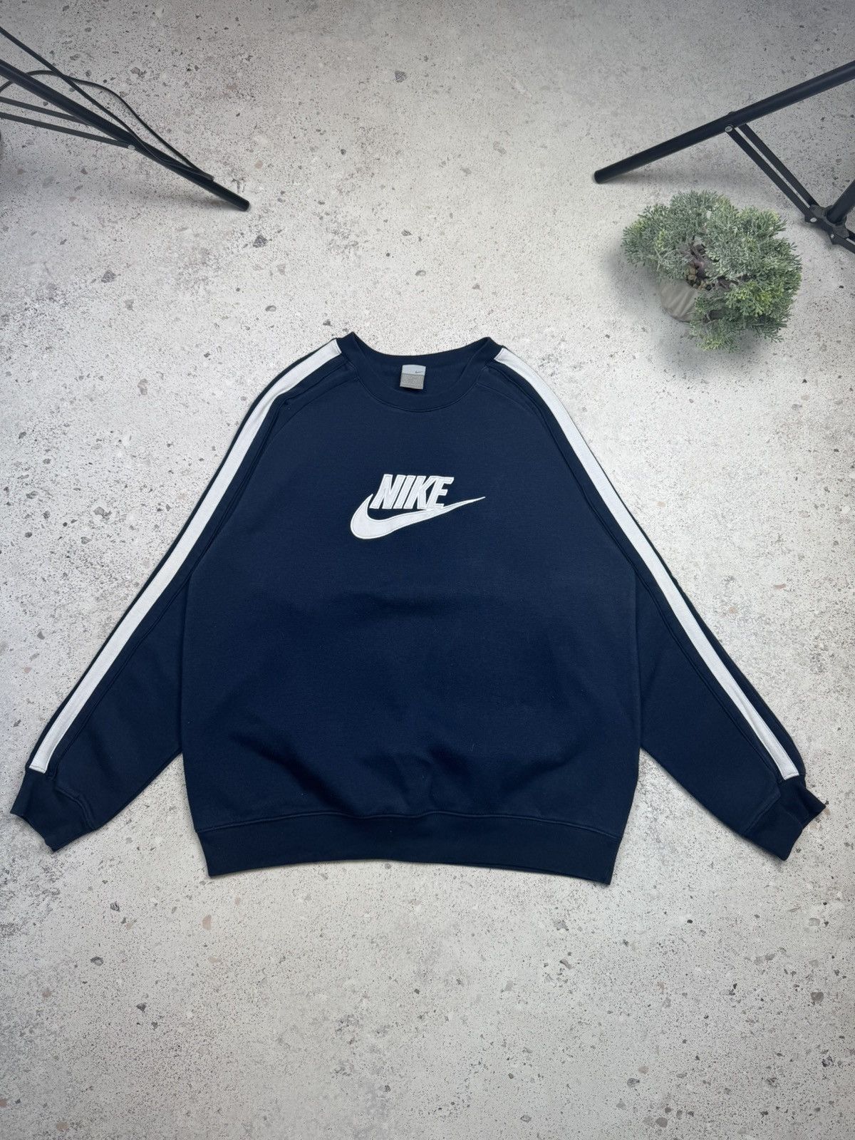 Nike × Vintage Vintage Nike Sweatshirt Big Logo 90s Blue Drill Men’s XL Size US XL / EU 56 / 4 - 1 Thumbnail
