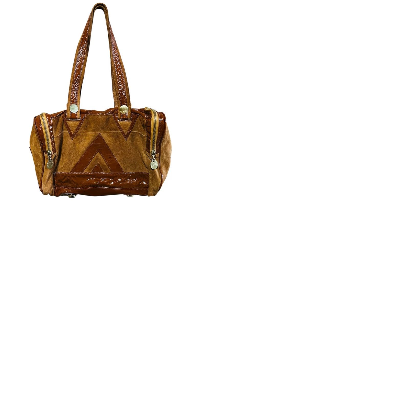 Vintage VINTAGE Gustto Y2K Brown Suede & Vinyl Purse Women’s Shoulder Hand Bag Stained Size ONE SIZE - 12 Thumbnail