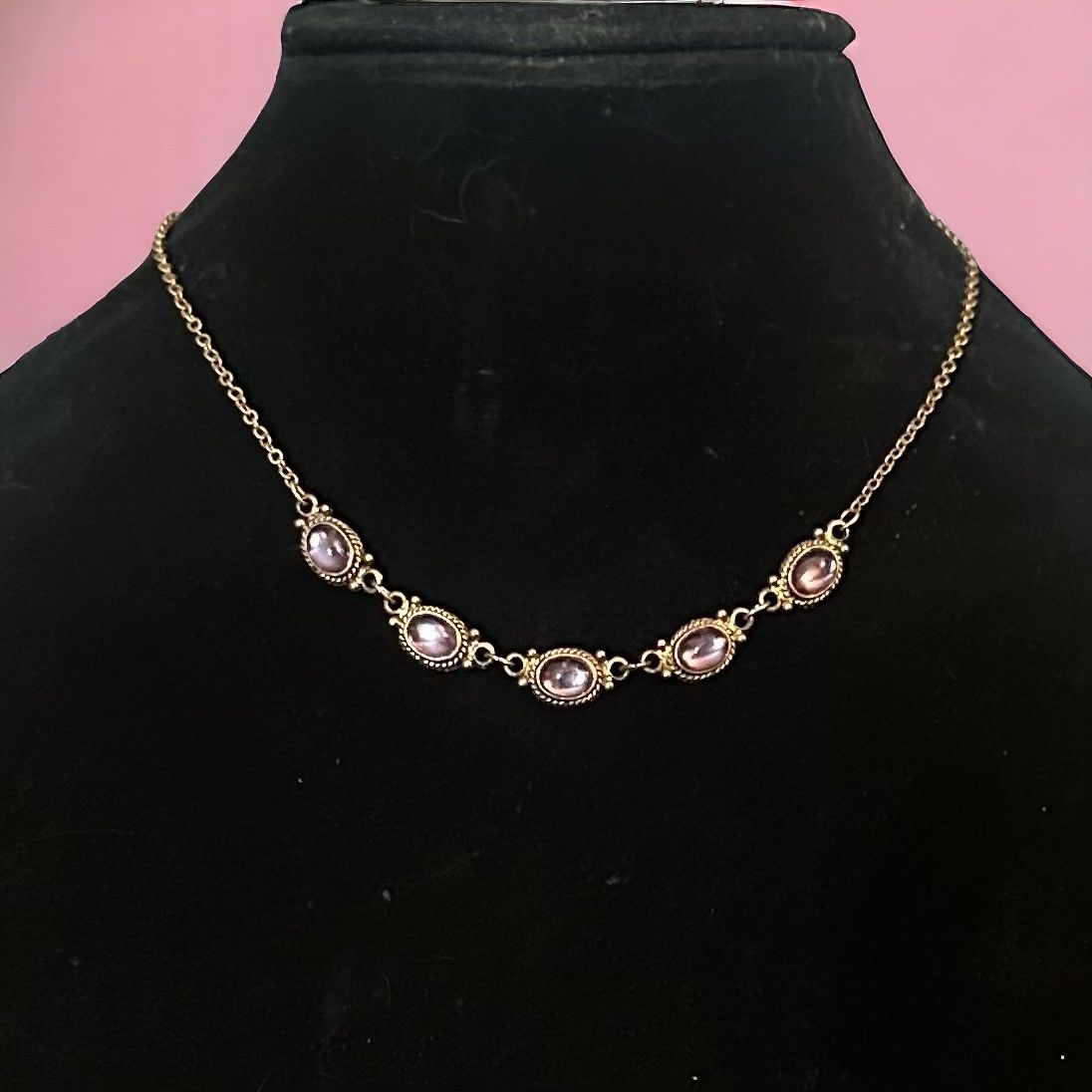 Vintage Vintage purple cabochon link necklace Size ONE SIZE - 1 Thumbnail