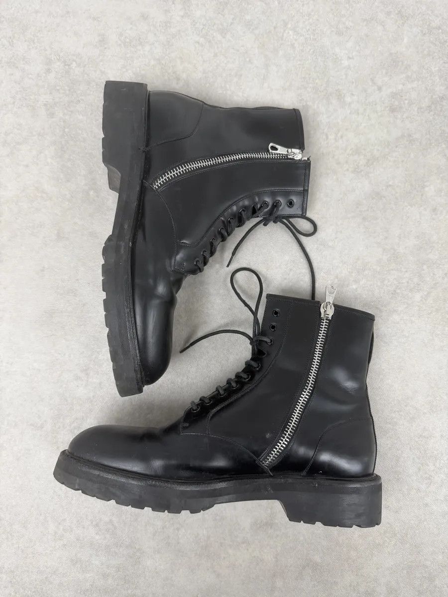 Dries Van Noten AW2017 Dries Van Noten Black Leather Combat Zip Boots Size US 12.5 / EU 45-46 - 4 Thumbnail