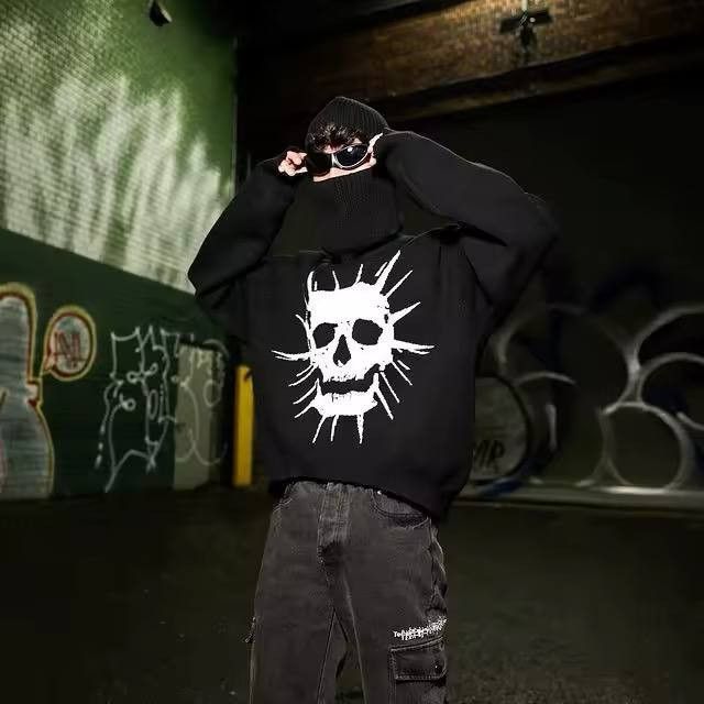 Japanese Brand × Vintage punk sweater with a skull on it Size US L / EU 52-54 / 3 - 1 Thumbnail