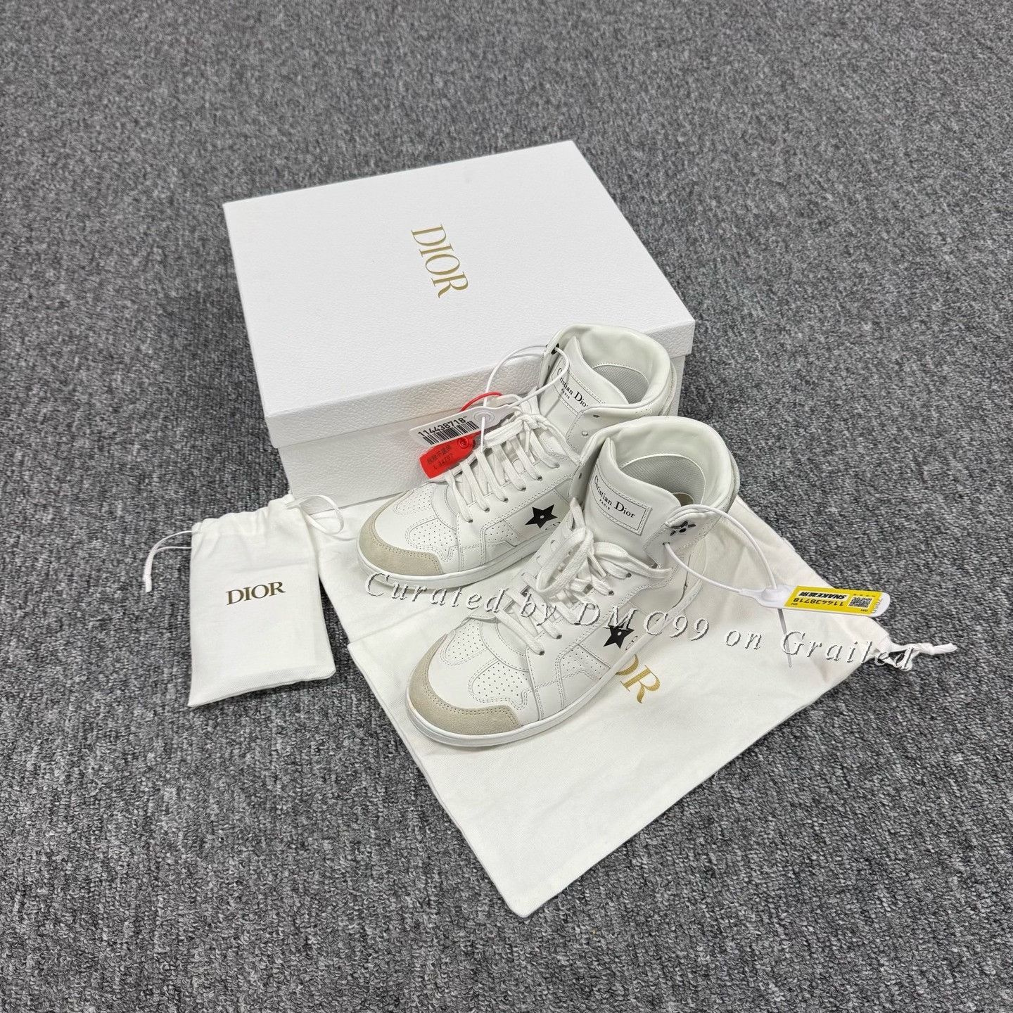 Dior Dior White Star Letter Heel Suede High-Top Sneakers Size US 5.5 / IT 35.5 - 1 Thumbnail