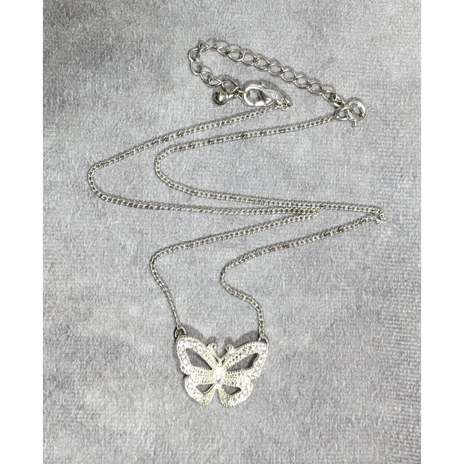 Other Vintage Avon Butterfly Silver Tone Rhinestone Necklace Size ONE SIZE - 8 Thumbnail