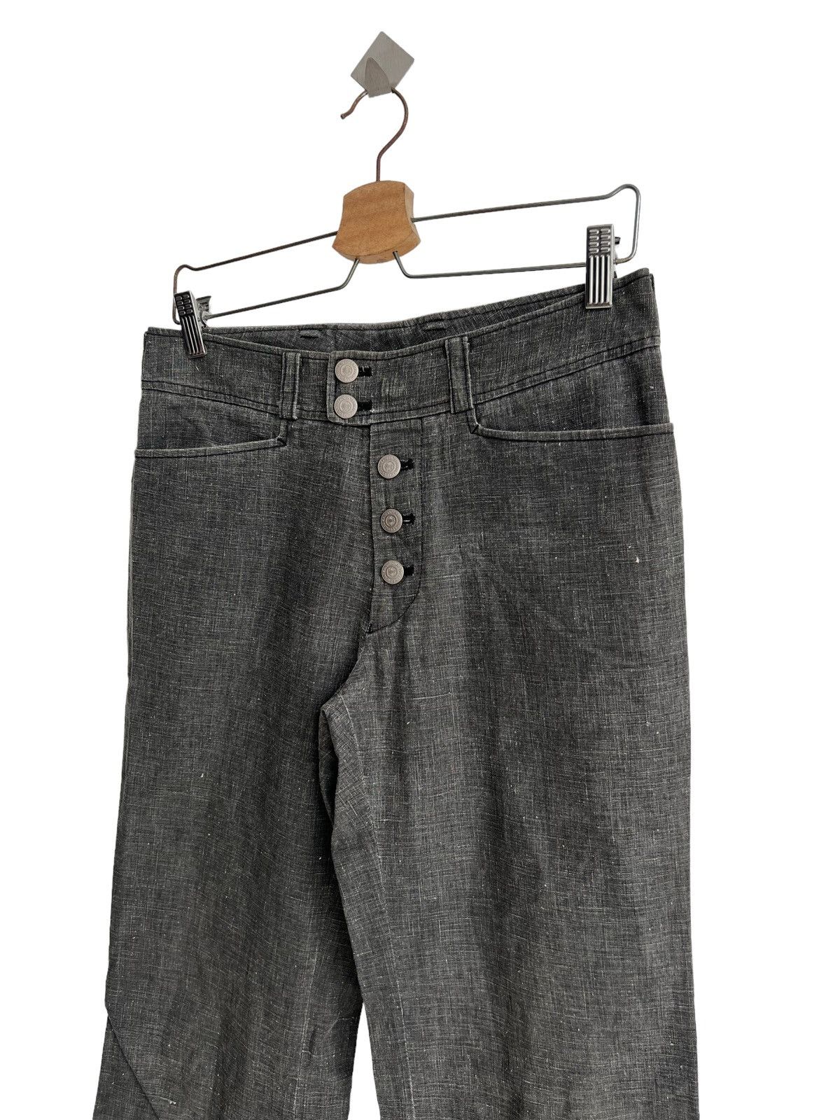 Tornado Mart 1990s Tornado Mart 🇯🇵 Super Flare Low Rise Hem Linen Pants Size US 30 / EU 46 - 6 Thumbnail