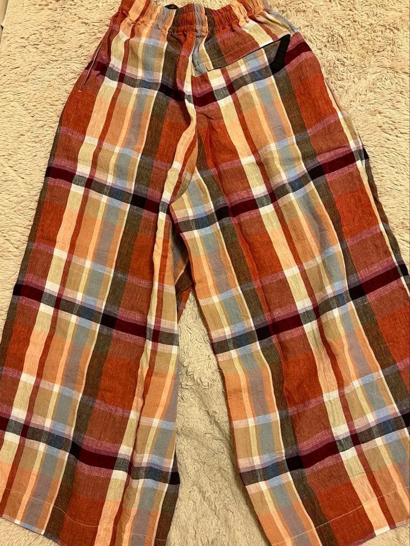 Kapital KAPITAL Baggy Pants- Checkered Cotton Linen, Red Size US 26 / EU 42 - 2 Thumbnail