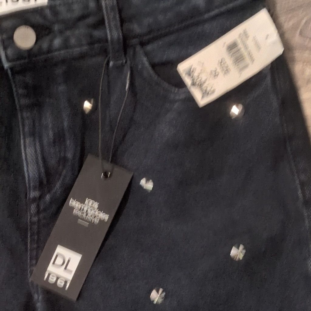 DL1961 DL1961 Mara Straight Ankle Studded Ocean Black Jeans Size 28 Size 28" / US 6 / IT 42 - 3 Thumbnail