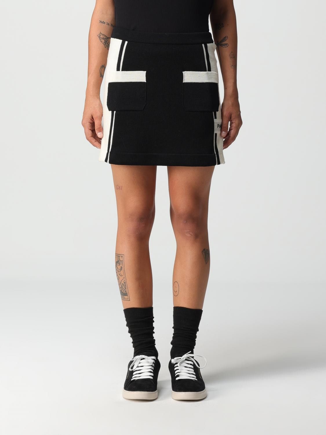 Palm Angels o1y1125 Mini Skirt in Black/White Size 26" / US 2 / IT 38 - 1 Thumbnail