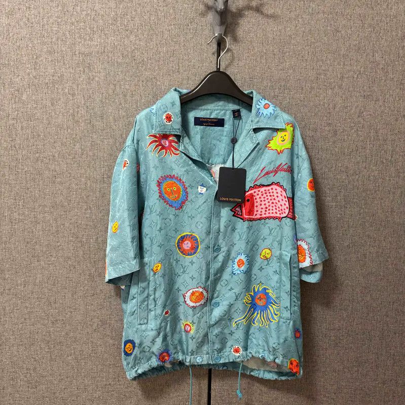 Louis Vuitton Louis Vuitton Sky Blue Silk Embroidered Shirt 0089 Size US M / EU 48-50 / 2 - 1 Thumbnail