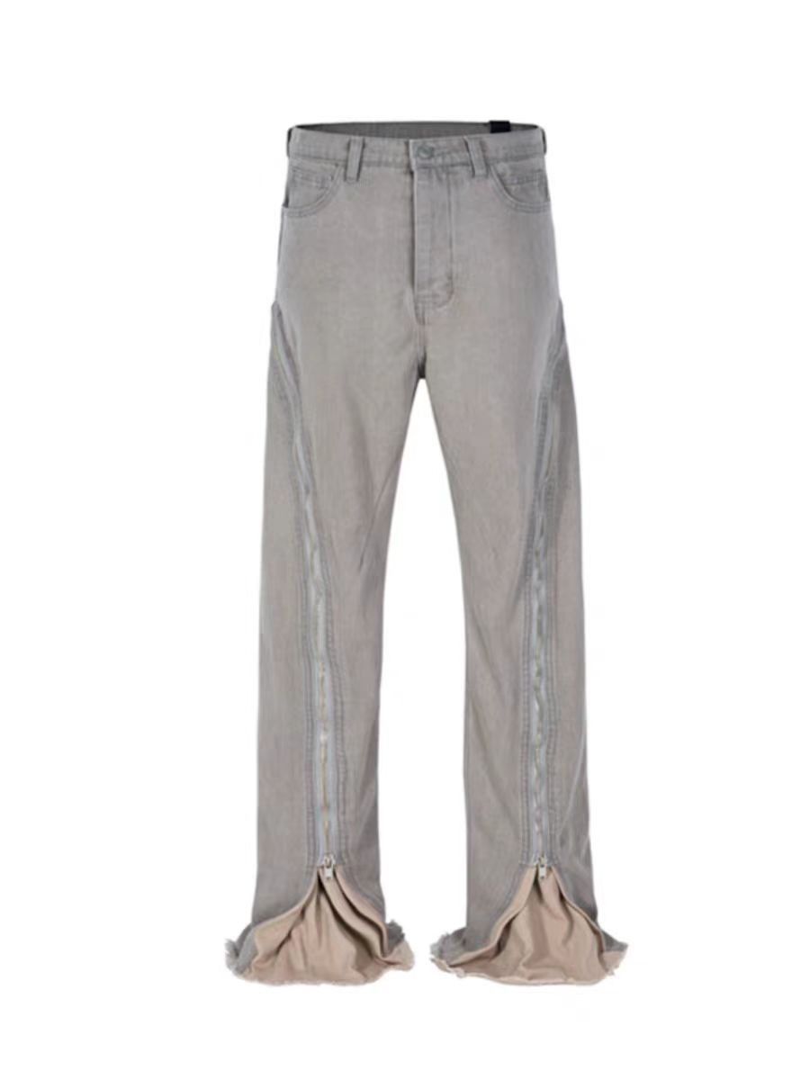 Japanese Brand × Jean High Street Hip Hop Spiral Zipper Raw Edge Micro Baggy Jeans Size US 30 / EU 46 - 5 Thumbnail