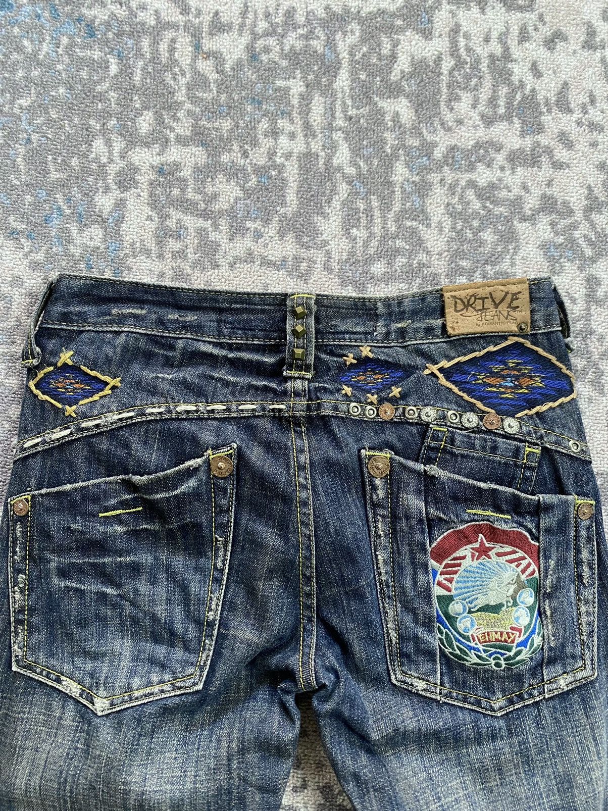 Japanese Brand Japanes Drive Distressed Flared Studded Jeans Size 24" / US 00 / IT 34 - 8 Thumbnail