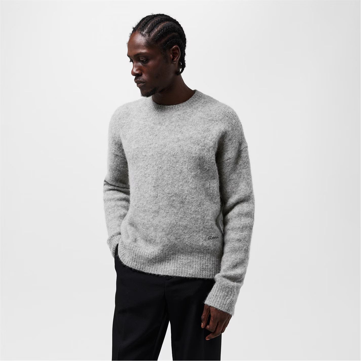 AMI o1g2r1mq0326 Crew Neck Jumper in Grey Size US L / EU 52-54 / 3 - 3 Thumbnail