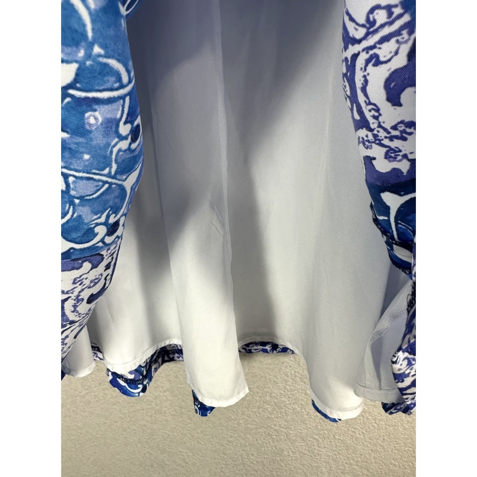 Vintage The Limited Blue White Mosaic Flare Midi Skirt Lined Flowy Casual Party Sz 0 Size 25" / US 0 / IT 36 - 5 Thumbnail