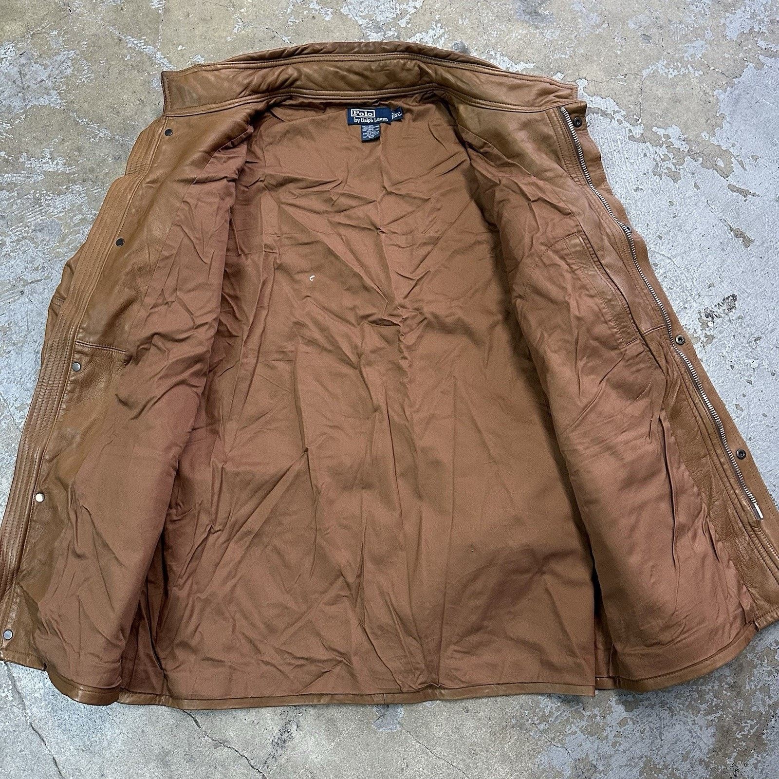 Leather × Polo Ralph Lauren × Vintage Vintage Polo Ralph Lauren Southbury Biker Leather Jacket Size US XXL / EU 58 / 5 - 3 Thumbnail