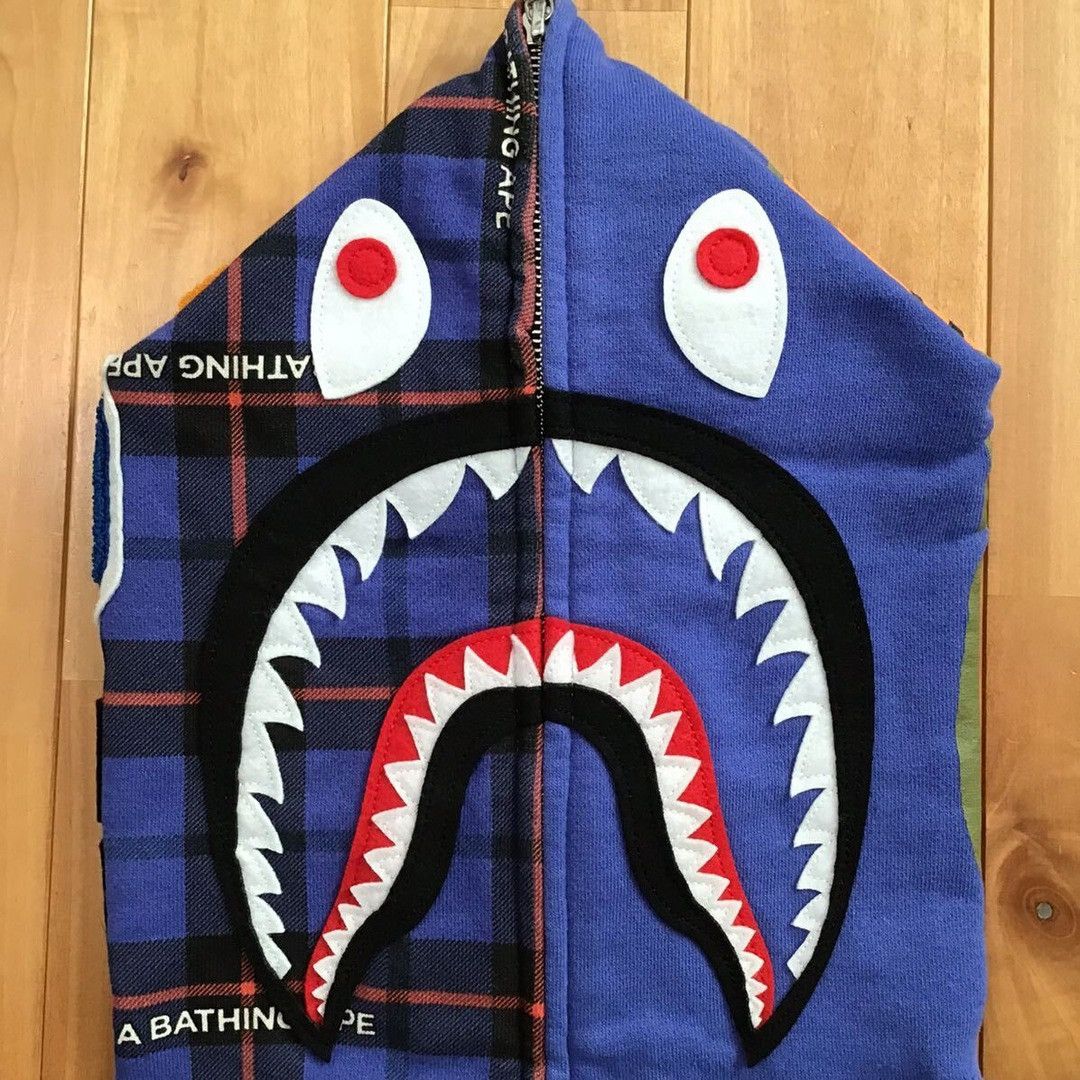 Bape BAPE Crazy Check shark full zip hoodie a bathing ape Size US M / EU 48-50 / 2 - 3 Thumbnail