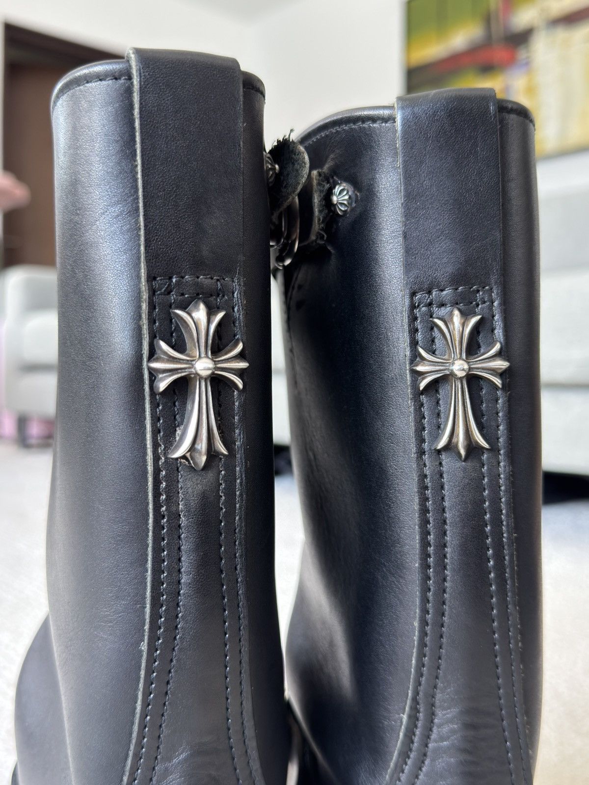 Chrome Hearts Chrome Hearts x Wesco Black Engineer Leather Boots Size US 5.5 / IT 35.5 - 7 Thumbnail