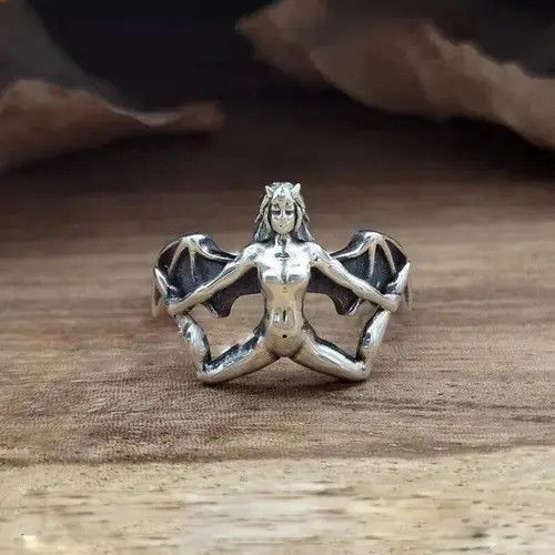 Jewelry × Vintage Demon Girl Ring Satan Devil Goth Punk Rock Jewelry Chrome Size ONE SIZE - 1 Thumbnail