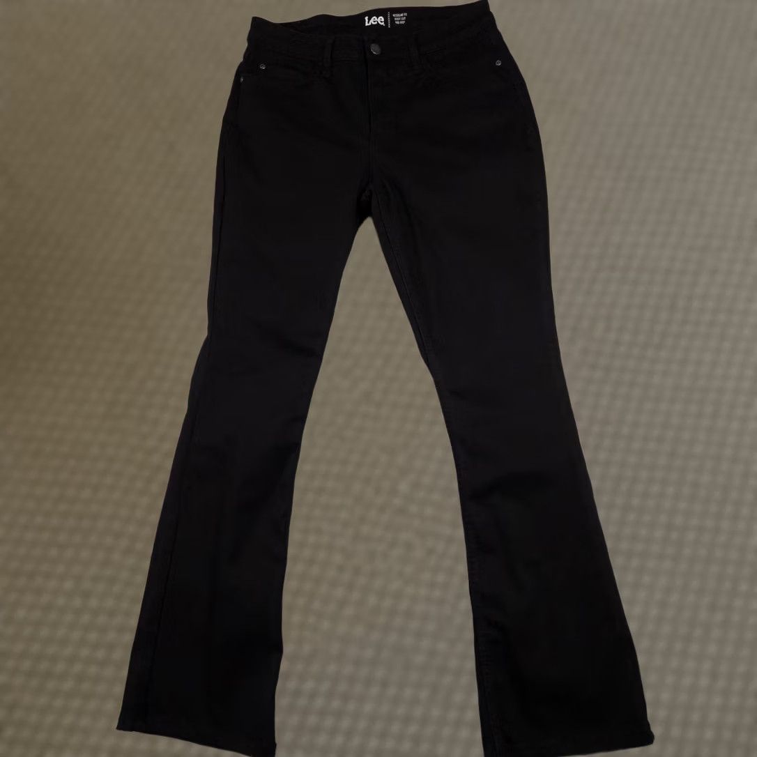 Lee Lee Jeans Womens Jeans Boot Cut Mid Rise Stretch Regular Fit 5 Pocket Black 10 M Womens Size 32" / US 10 / IT 46 - 1 Thumbnail