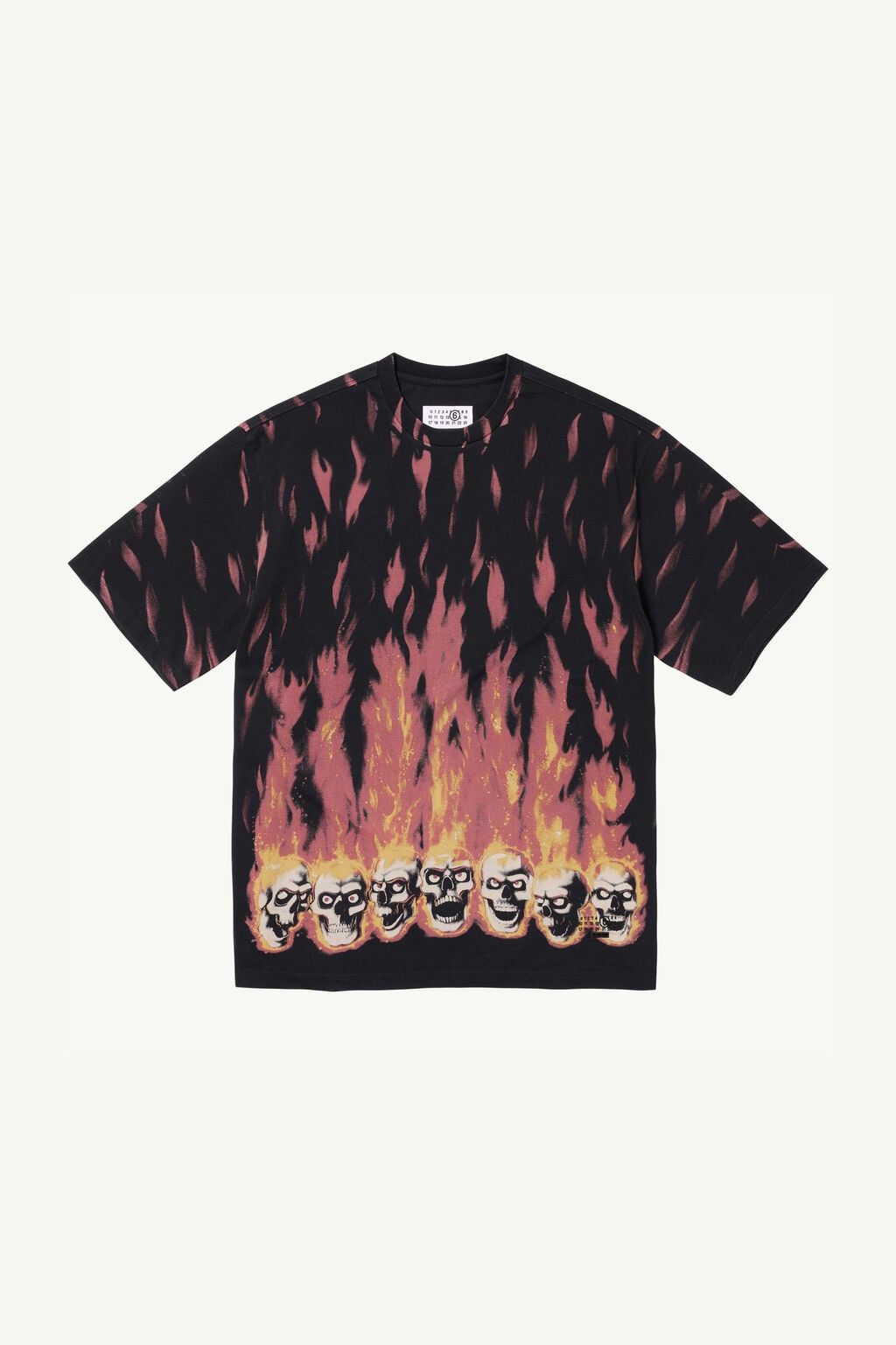 image of Grail x Maison Margiela Supreme Mm6 Liquid Blue Oversized Skull Flames Tee in Black (Size Medium)