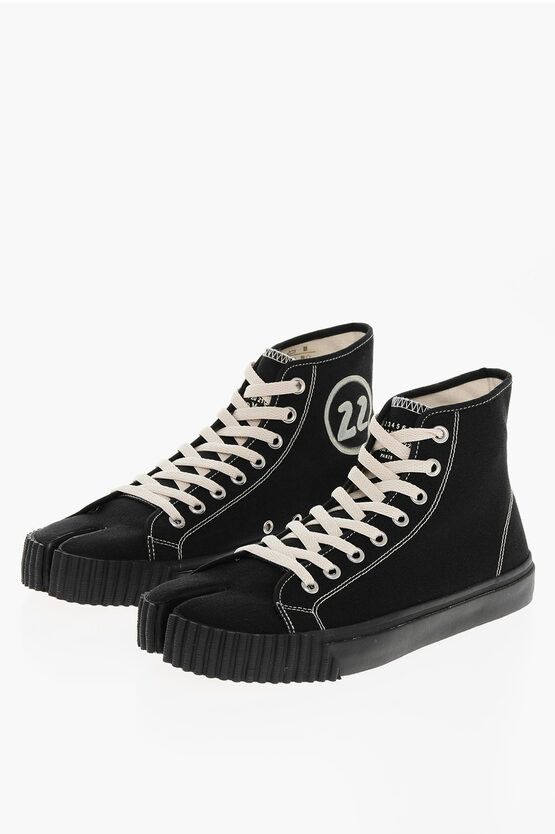 MM22 Canvas TABI High-Top Sneakers with Side Print