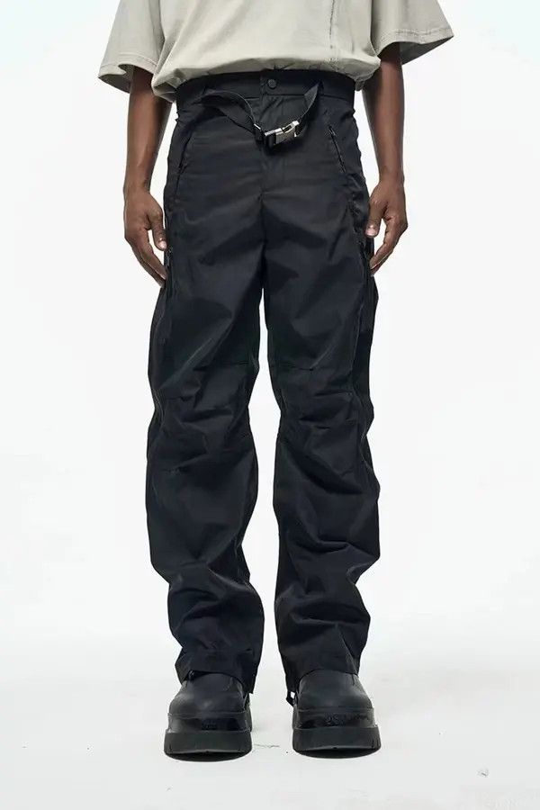 VIBE Vintage Street Loose Micro Flare Nylon Casual Pants Size US 34 / EU 50 - 2 Thumbnail
