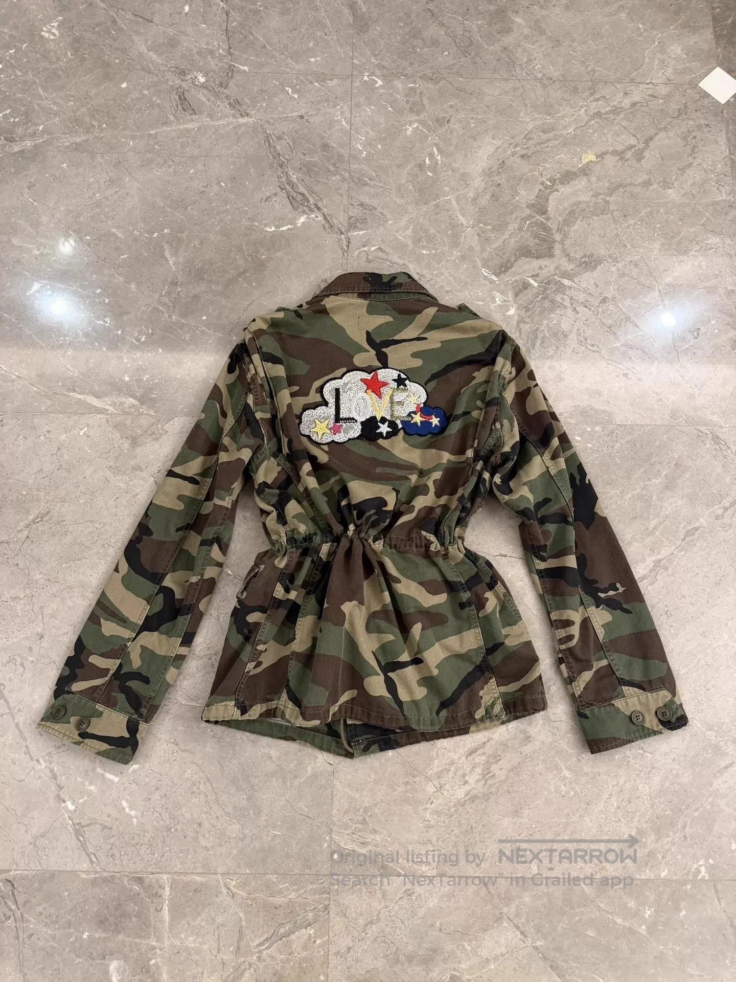 Saint Laurent Paris Camouflage Jacket with 'LOVE' Embroidered Back Patch. Size US S / EU 44-46 / 1 - 1 Thumbnail