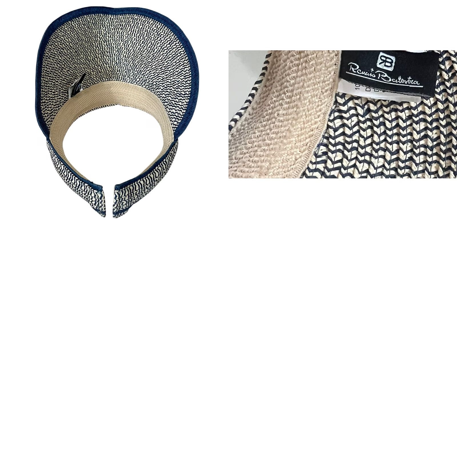 Vintage Renato Balestra Visor Hat Women’s Straw Made in Italy Blue Beige One Size Women Sun Visor Hat Size ONE SIZE - 8 Thumbnail