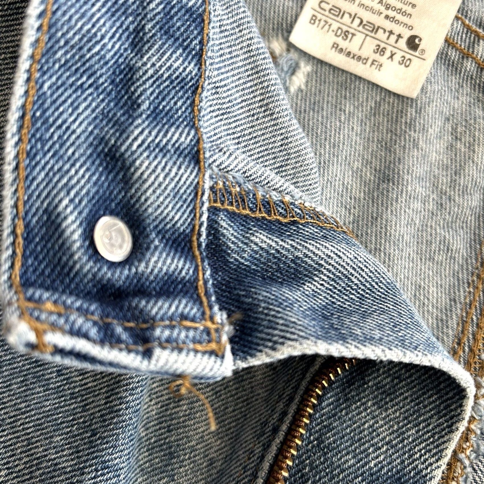 Carhartt VINTAGE Carhartt Single Knee Denim Blue Jean Relaxed Fit Distressed B171-DST Men’s 36x31 Size US 36 / EU 52 - 6 Thumbnail
