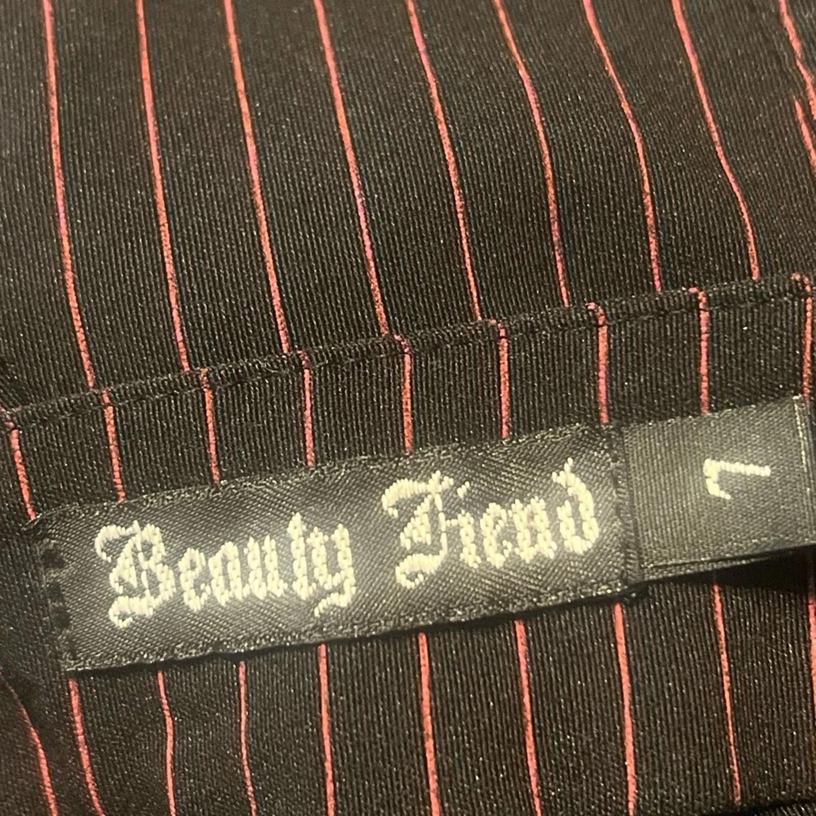 Hot Topic Beauty Fiend 7 BlackPink Pinstripe Y2K zipHem Hot Topic goth Size 30" / US 8 / IT 44 - 6 Thumbnail