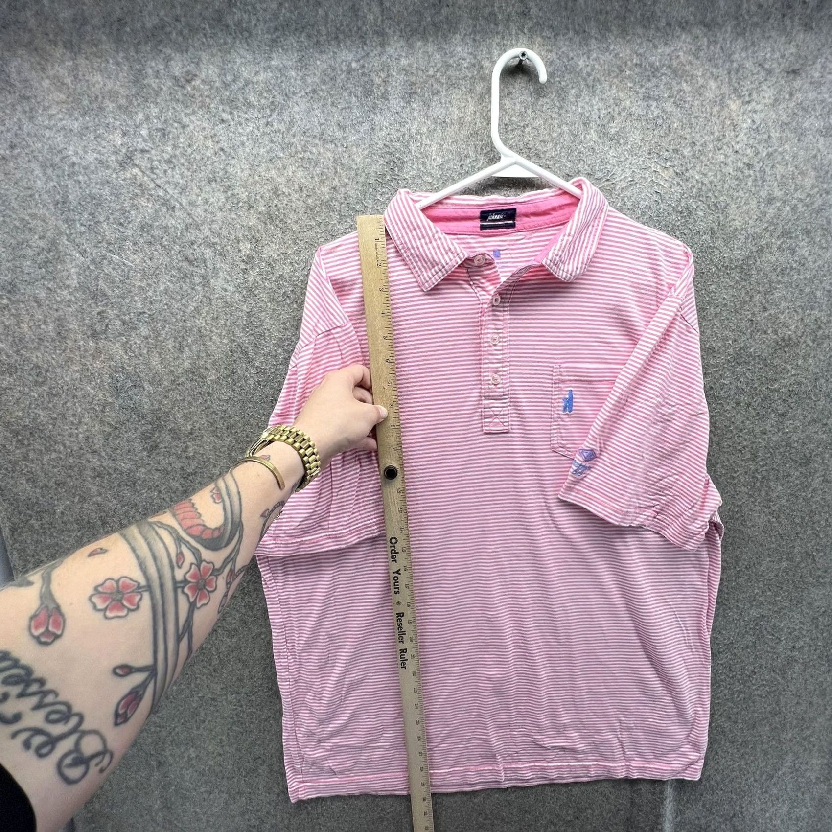 johnnie-O VINTAGE? No. Johnnie-O Polo Shirt Mens XL Pink Stripe Westchester CC Golf Cotton Short Sleeve Size US XL / EU 56 / 4 - 5 Thumbnail