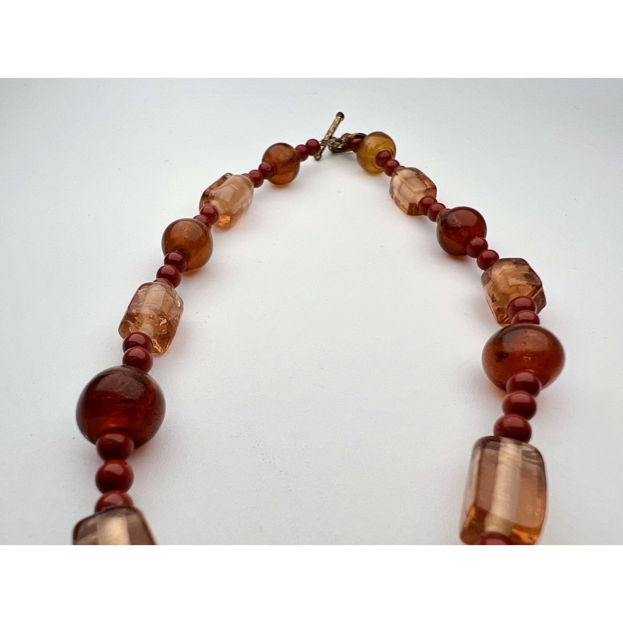 Vintage Vintage Bird Charm Necklace Mixed Beads Orange Copper Tone H Size ONE SIZE - 8 Thumbnail