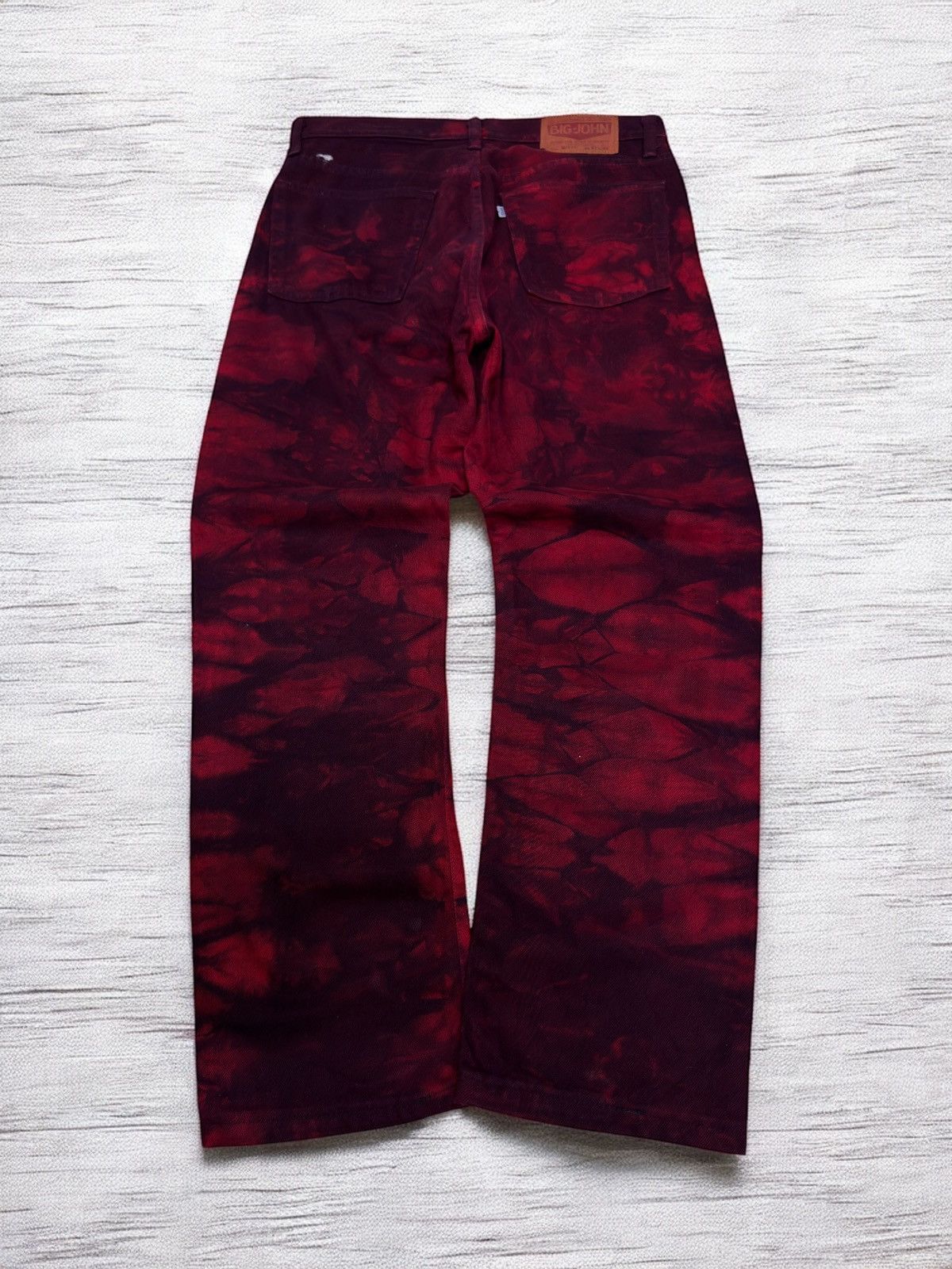 Vintage Big John Red Smoke Wash Tie Dye Jeans Japanese Streetwear Size US 29 - 2 Thumbnail