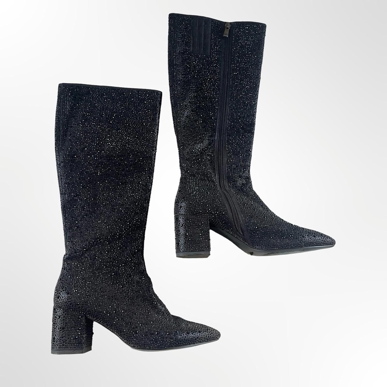 Other Wet Kiss Black Rhinestone Heeled Boots in many sizes avail Size US 6.5 / IT 36.5 - 4 Thumbnail